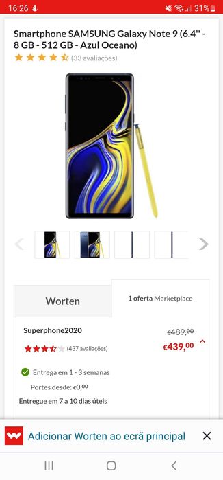 Vendo Samsung Note 9 = 400€
Oferta várias capas!
Estado = como novo.