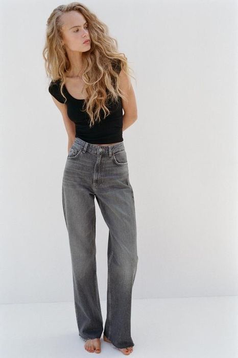 Джинси Wide Leg ZARA 36/S mex.26 сірі джинси зара