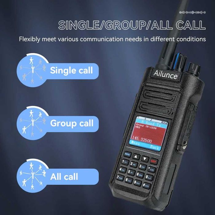 Retevis Ailunce HD2 DMR UHF VHF IP67 Waterproof Bluetooth, No GPS