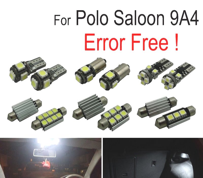 KIT COMPLETO DE 12 LAMPADAS LED INTERIOR PARA VOLKSWAGEN VW POLO MK4 SEDAN 9A4 03-10