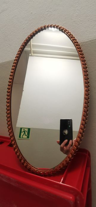 Lustro PRL mosiądzowa rama