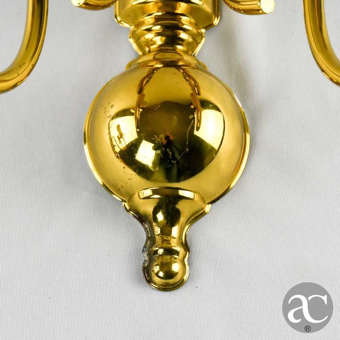 Par apliques parede de 2 lumes metal dourado, meados do séc. XX nº 2