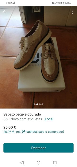 Sapato / loafer dourado e bege