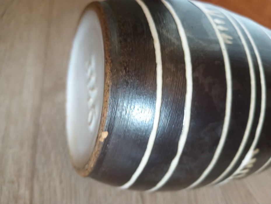 Wazon ceramiczny w pasy ciemny brąz 28cm Haldensleben