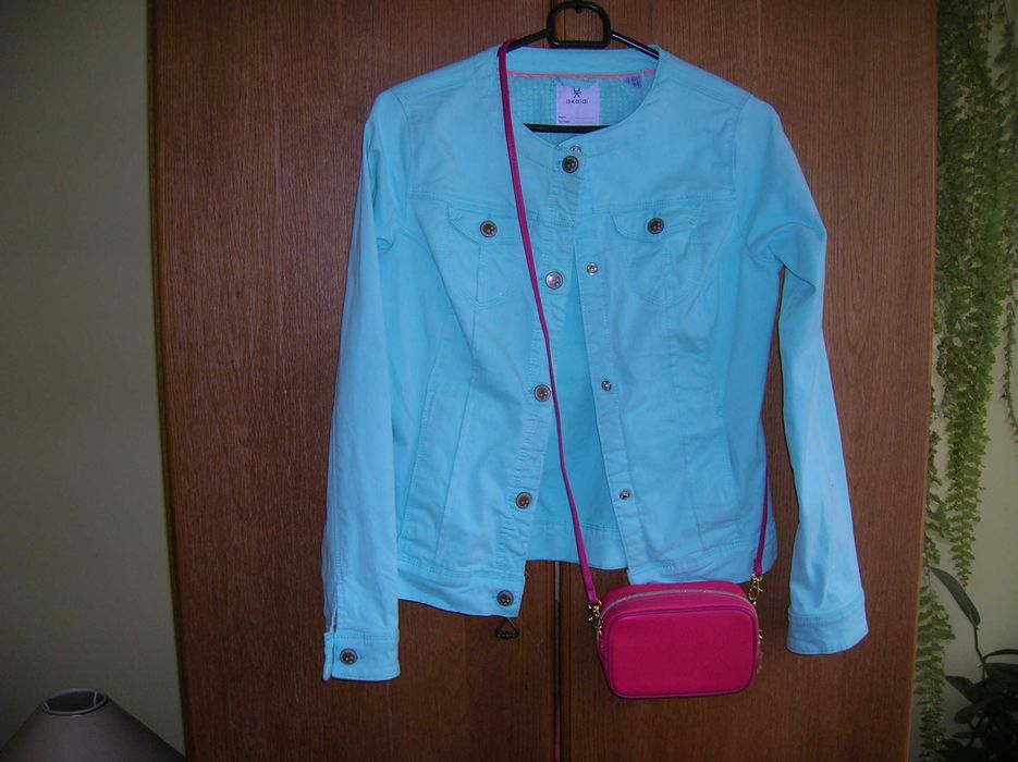 Bluza dżinsowa miętowa dziewczęca na 152/158lub(XS)+ inne ubrania