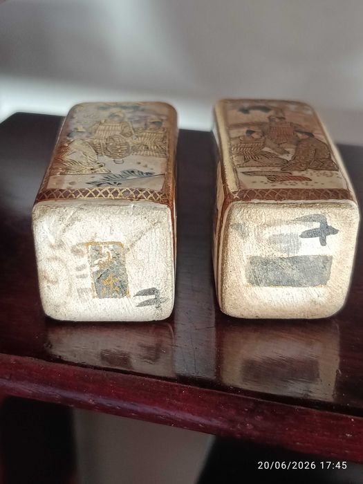 Paliteiros Satsuma Cerâmica Japonesa Meiji 4,5 cm