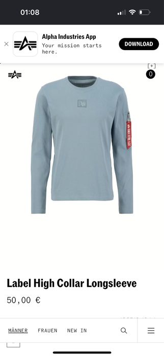 Блакитний Лонгслів Alpha Industries