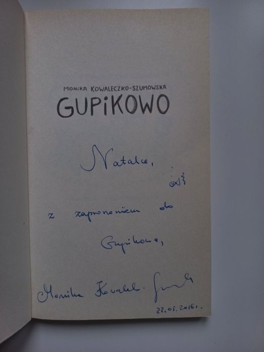 książka gupikowo z dedykacją