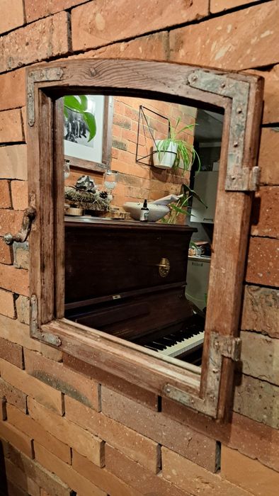 Lustro z duszą Retro Loft rękodzieło stare okno Vintage