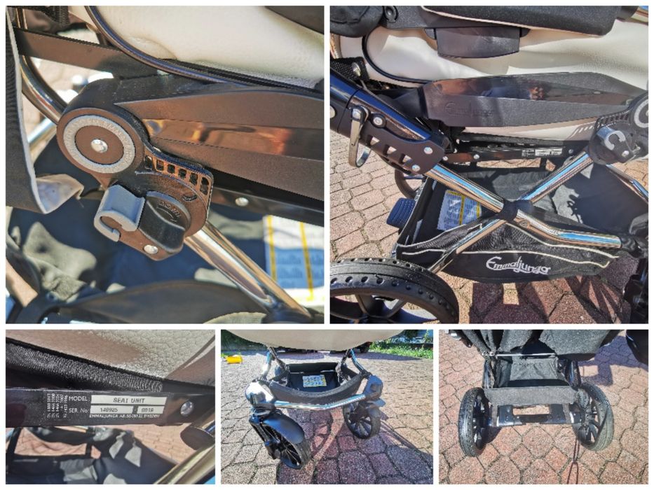 wózek Emmaljunga skóra naturalna 2w1 biało-czarny