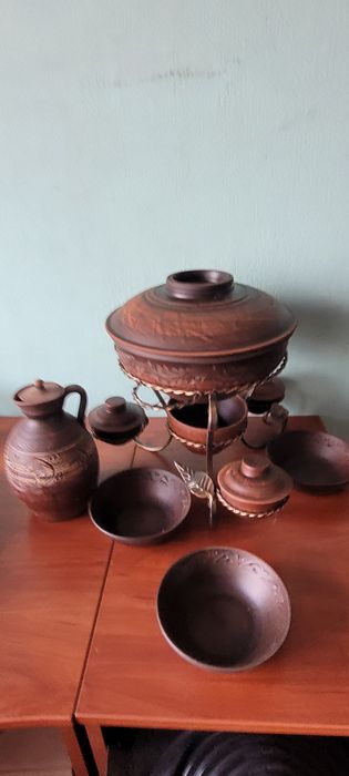 Садж керамічний з соусницями 3.5л. Таджин для подачі шашлику , овочів