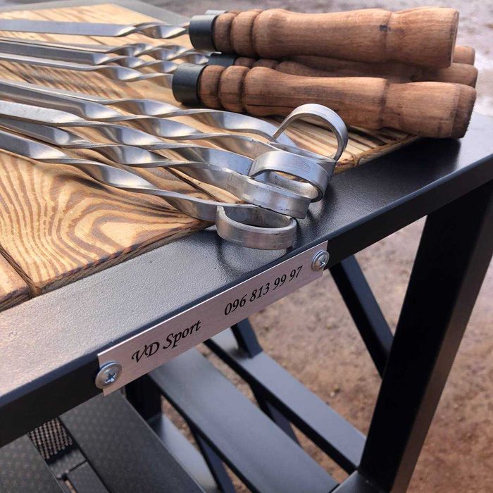 Мангал Лофт стаціонарний Металеві полички для дров та посуду