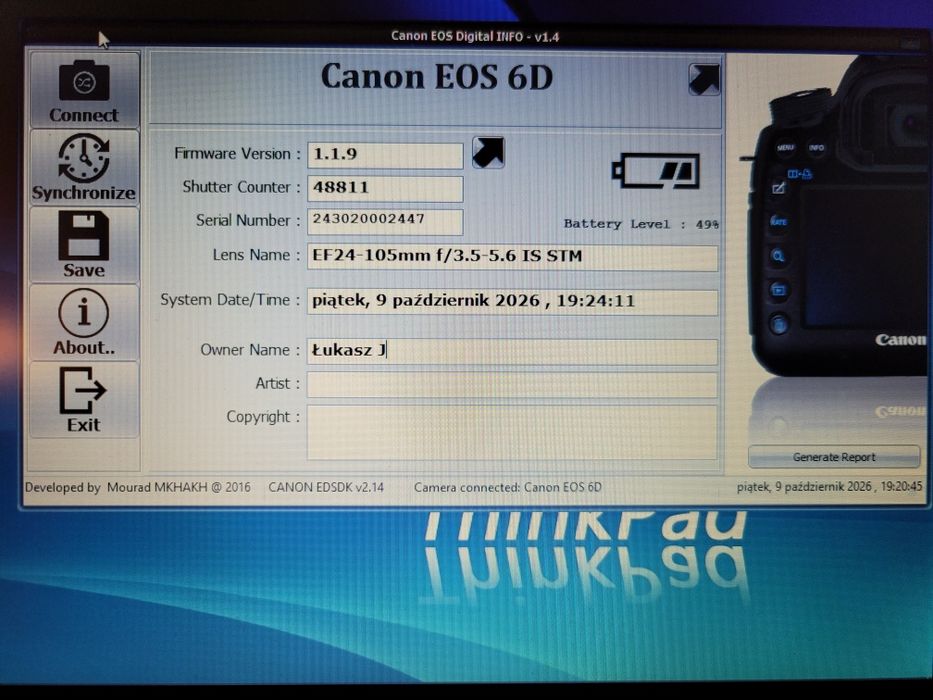 Canon Eos 6D stan bardzo dobry, niski przebieg
