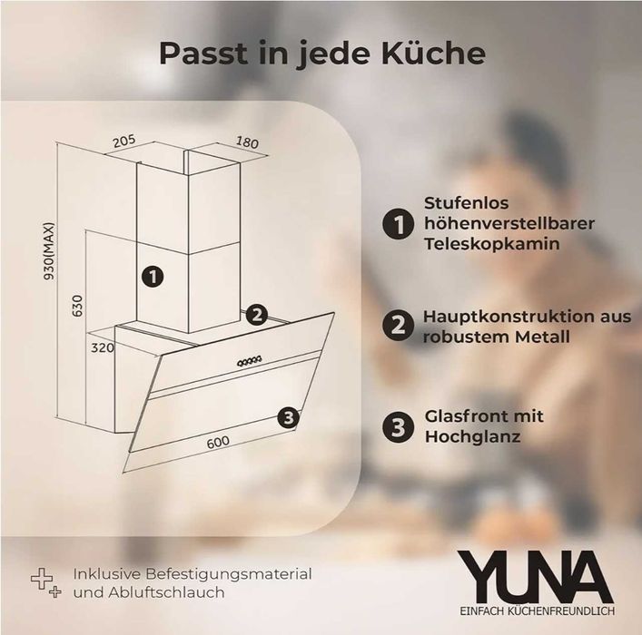 Exaustor para cozinha Yuna novo