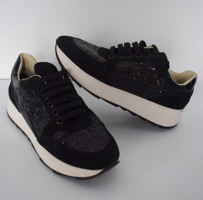 Geox buty sneakersy czarne w cekiny 36 na platformie