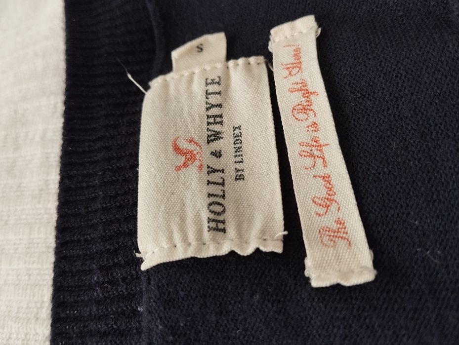 Bluzka dzianinowa, cienki sweter, z wiskozy, granatowa, luźniejszy fas