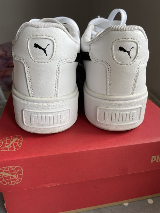 sneakersy Puma na platformie, biało-czarne, rozmiar 38