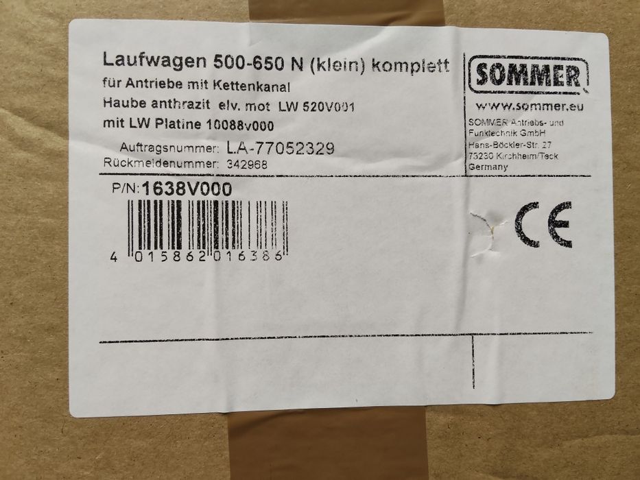 Mot.or garagem SOMMER  1638V000  SPRINT/DUO/VISION 500-650