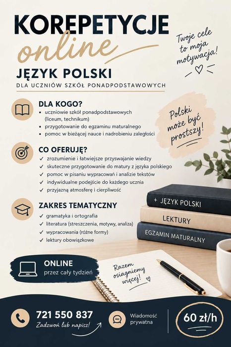 Korepetycje z języka polskiego (szkoła ponadpodstawowa)
