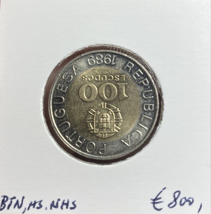 Moeda 1885 - 100$00 Esc. 1989 “ ENSAIO” RARO