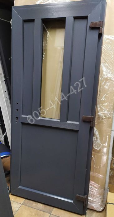 Drzwi PCV 100x210 antracyt ciepłe stylowe jak ALUMINIOWE od ręki  NOWE