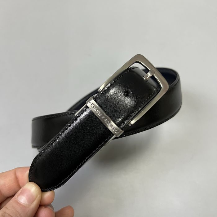 Armani Exchange оригинал ремень кожаный женский черный/синий двухсторонний пояс армани