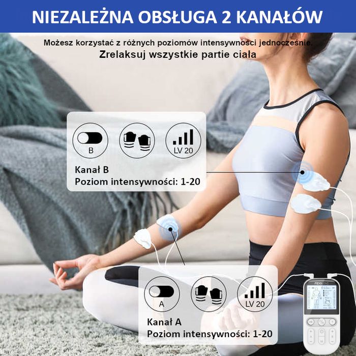 Elektrostymulator mięśni tens ems masaż stymulacja biały AS9026