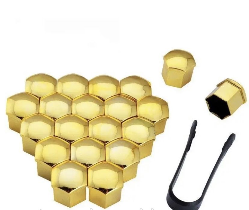 Ковпачки на колісні болти 17мм.Золото. (20шт+знімач)