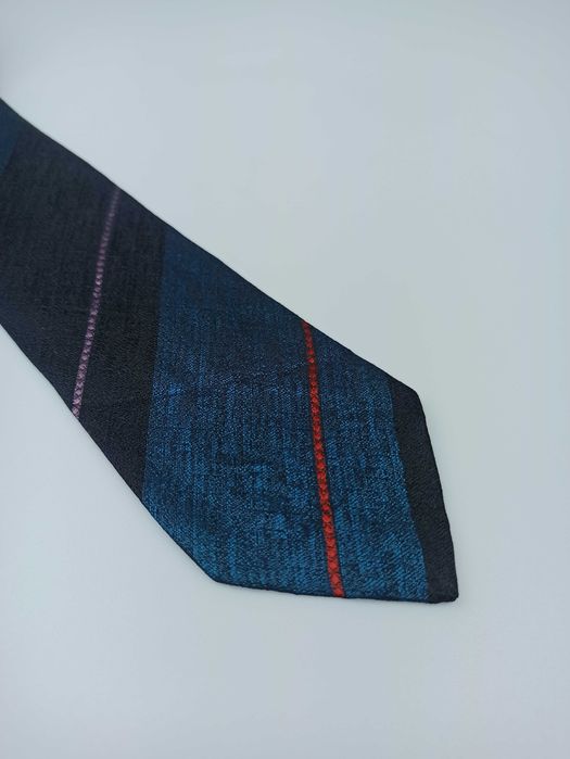 Missoni granatowy kolorowy jedwabny krawat w paski mis09