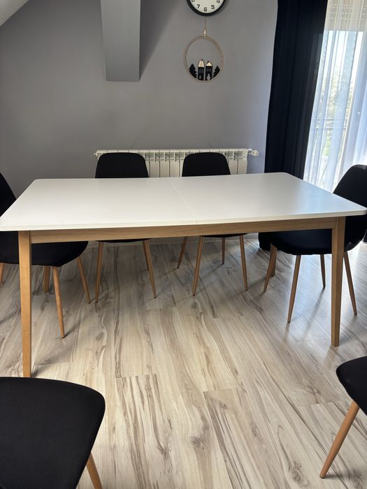 Stół rozkładany biały blat 160/200x90