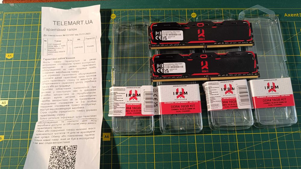 ОЗП GoodRAM DDR4 16GB (2x8GB) 3200Mhz Iridium X Black
