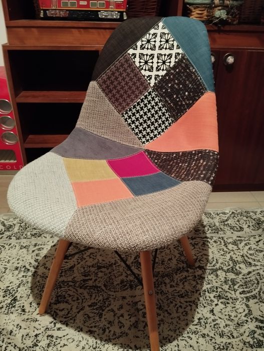 Cadeira Patchwork em Tecido Colorido