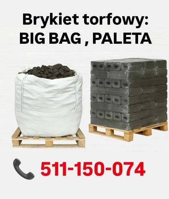 Tani opał, Brykiet torfowy BIG BAG/PALETA , zamiennik węgla, Wylewa