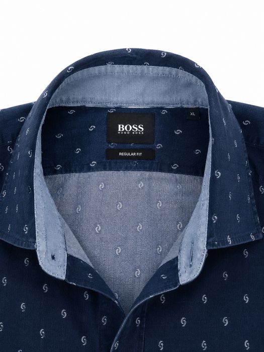 BOSS Hugo Boss koszula męska XL granatowa we wzory stan bardzo dobry
