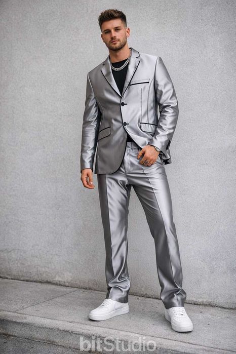 Чоловічий костюм сріблястий Luca Toni (original)
