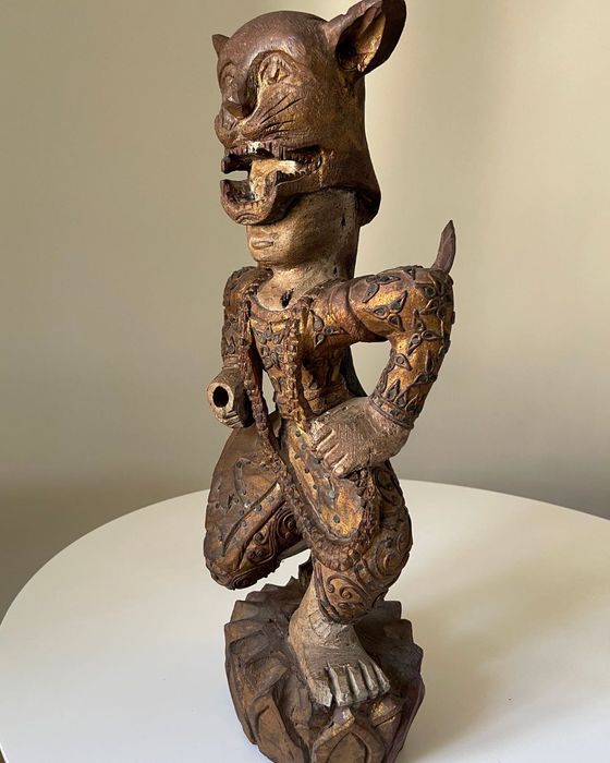 Wojownik 58cm Bali Java Rzeźba Dvarapāla Stare Vintage