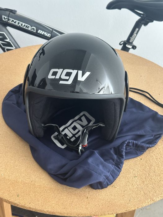 Capacete Mota AGV Junior Open preto – Motorcycle Helmet – Como novo