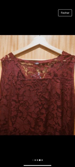 Blusa T-Shirt Renda Bordeaux C&A XL