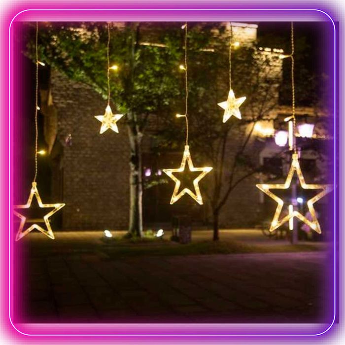 Kurtyna świetlna LED lampki świąteczne gwiazdy girlanda ciepła biel