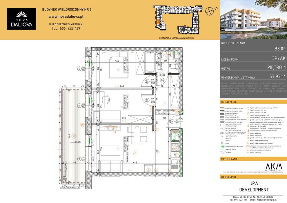 3-pokojowe mieszkanie 53m2 + balkon