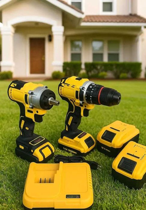 Ударний акумуляторний гайковерт і шуруповерт насадками 25 штук + 2 АКБ