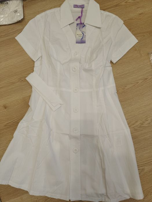 Nowa sukienka szmizjerka Biała L z paskiem
