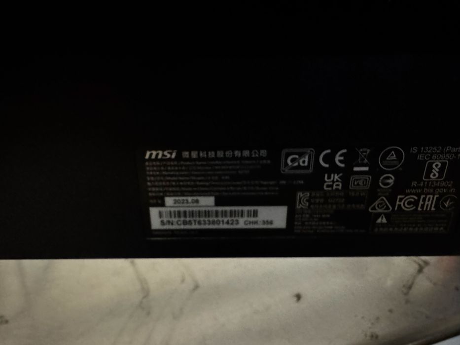 Monitor MSI uszkodzony bez zasilacza