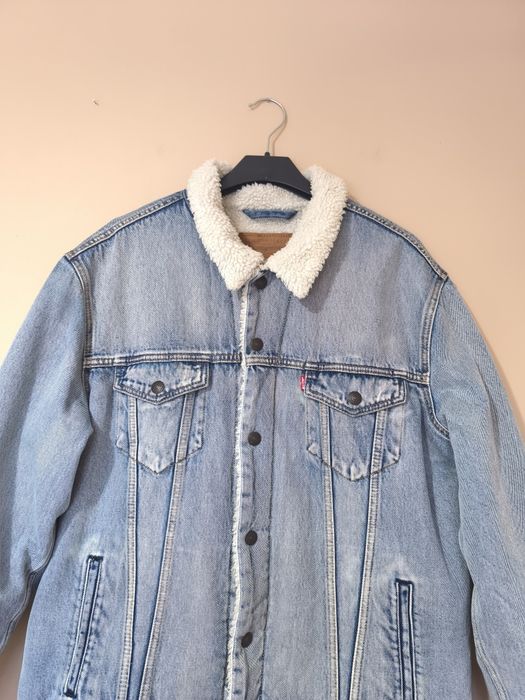 Levi's kurtka jeansowa Trucker z kożuszkiem z kołnierzykiem ciepła męs
