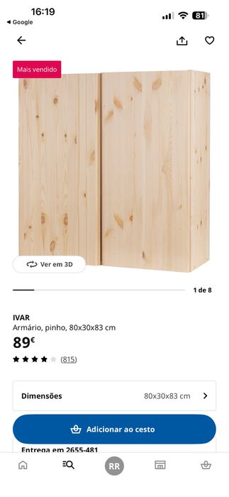 Armario ivar do ikea de duas portas