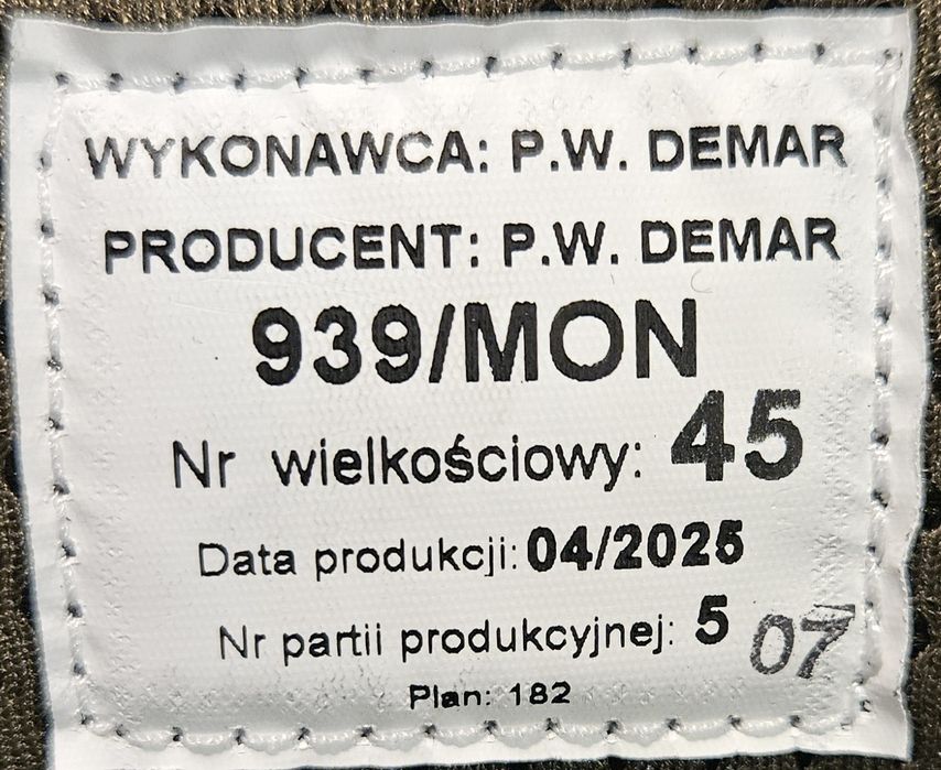 Buty wojskowe 45r 939/Mon Demar