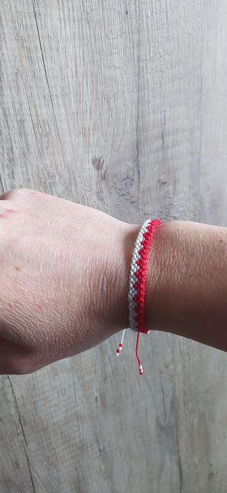 Bransoletka handmade ręcznie robiona biało czerwona flaga polski