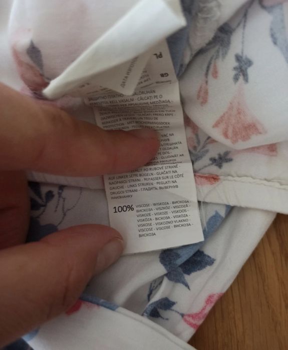 Bluzka hiszpanka Mohito M biała w kwiatki z wiskozy rękaw 3/4 Boho