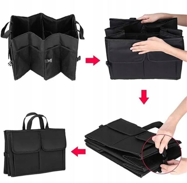 Torba organizer bagażnika samochodu AUTA KUFER XL usztywniony czarny