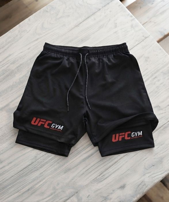 Szorty szybkoschnące, sportowe z logo UFC, idealne do MMA, nowe.